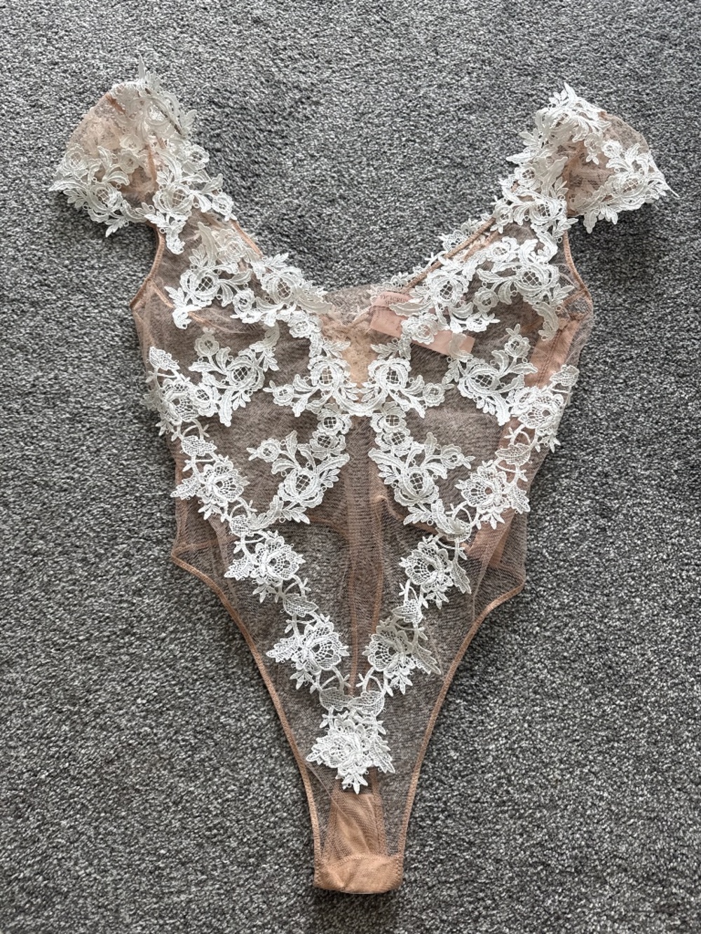 NWT Victoria’s Secret Angels white nude lace bodysuit